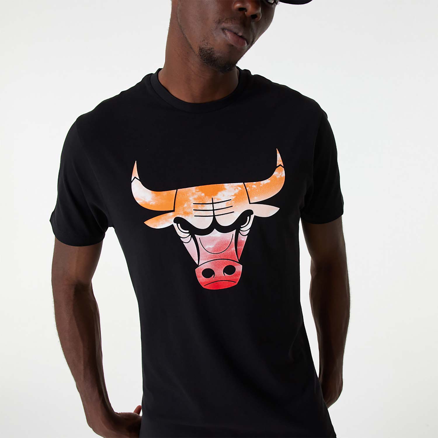 NEW NBA Chicago Bulls Black T-Shirt Red Bull Checkered Flag for