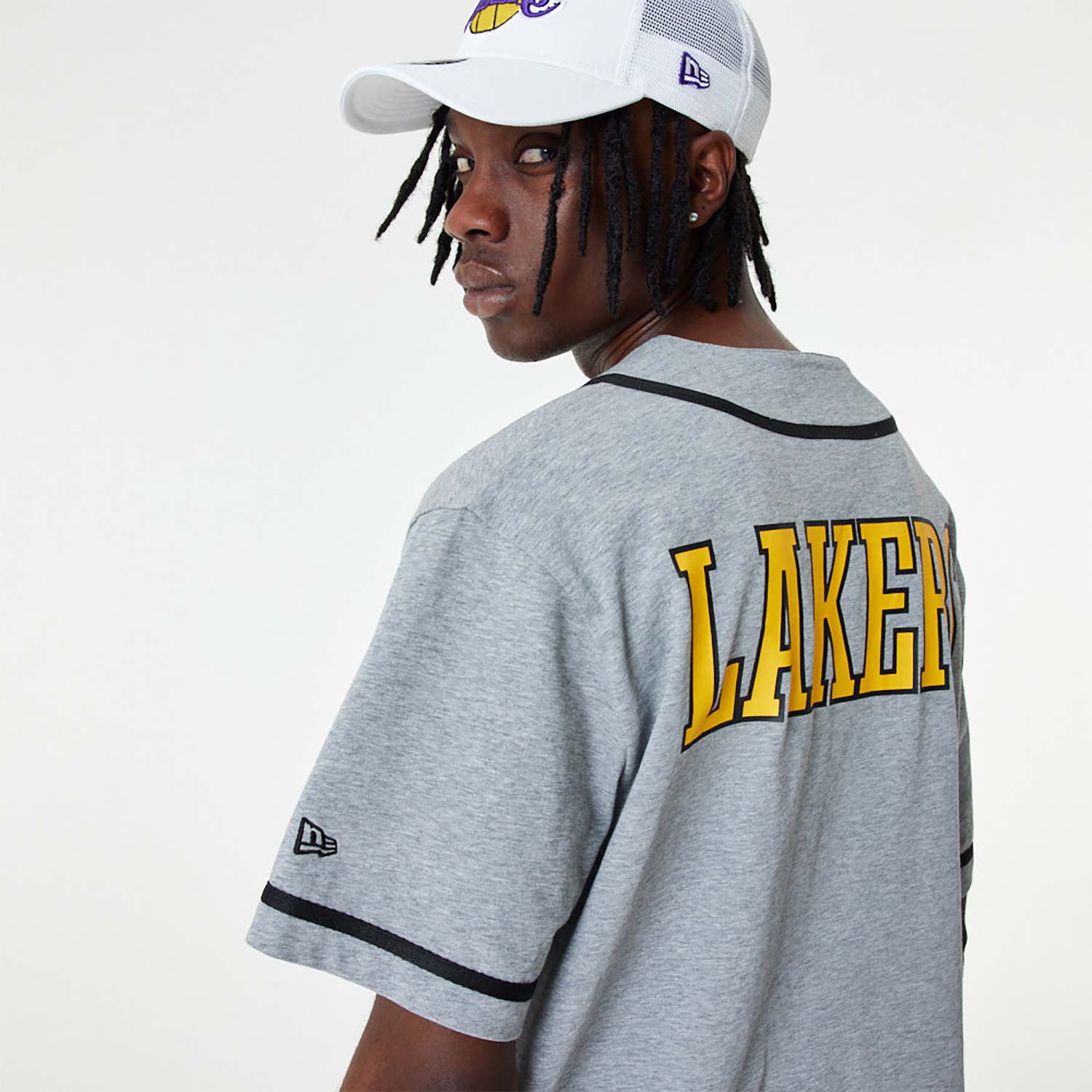 T-Shirt LA Lakers NBA Baseball Jersey Grigia