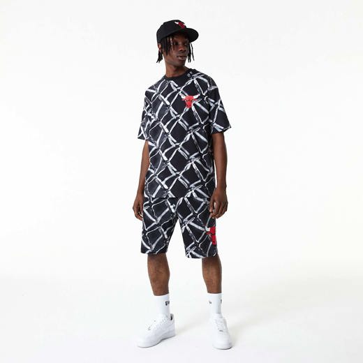 T-shirt Oversize Chicago Bulls NBA Imprimé Noir