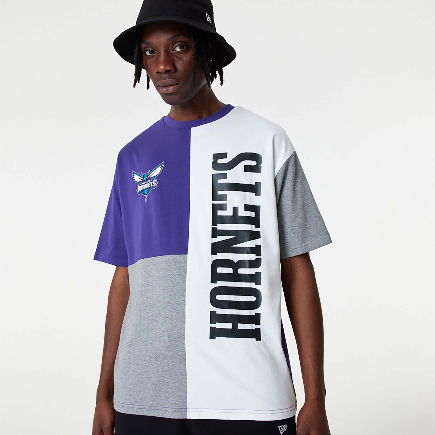 Charlotte Hornets NBA Cut And Sew Purple Oversized T-Shirt