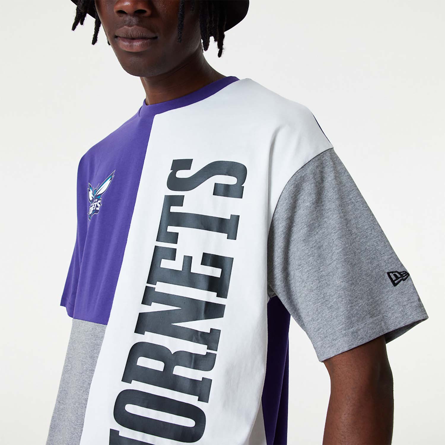 Charlotte Hornets NBA Cut And Sew Purple Oversized T-Shirt