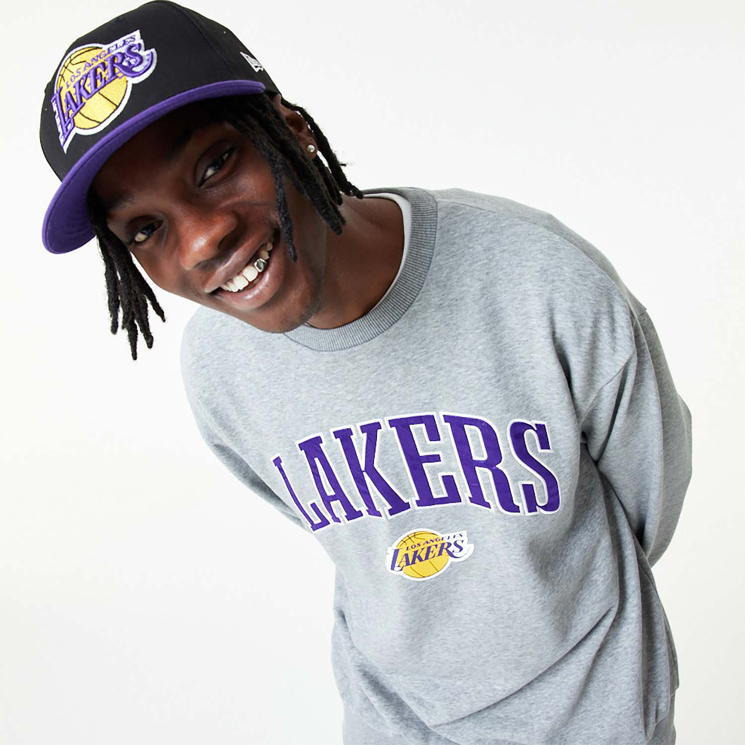 LA Lakers NBA Applique Grey Crew Neck Sweatshirt