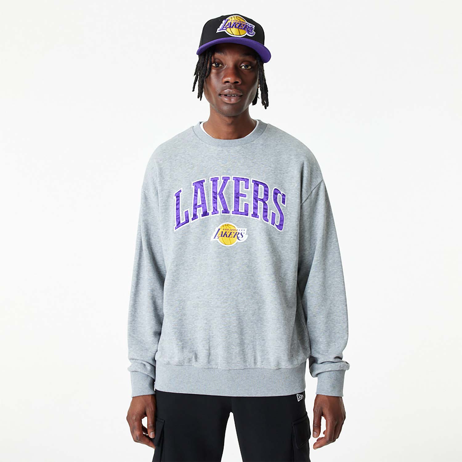 Graues LA Lakers NBA Applique Crewneck Sweatshirt