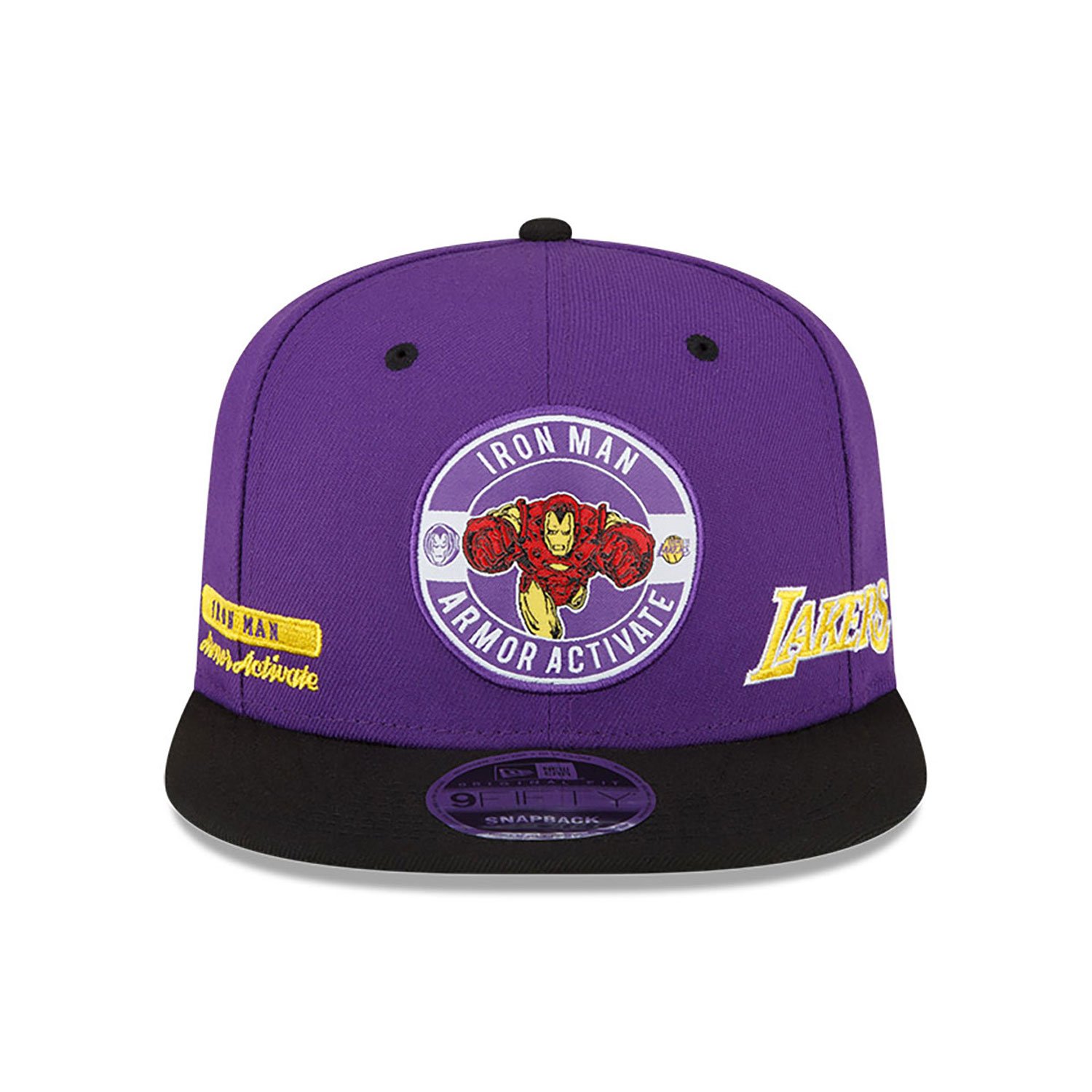 LA Lakers NBA x Marvel Iron Man Purple 9FIFTY Snapback Cap