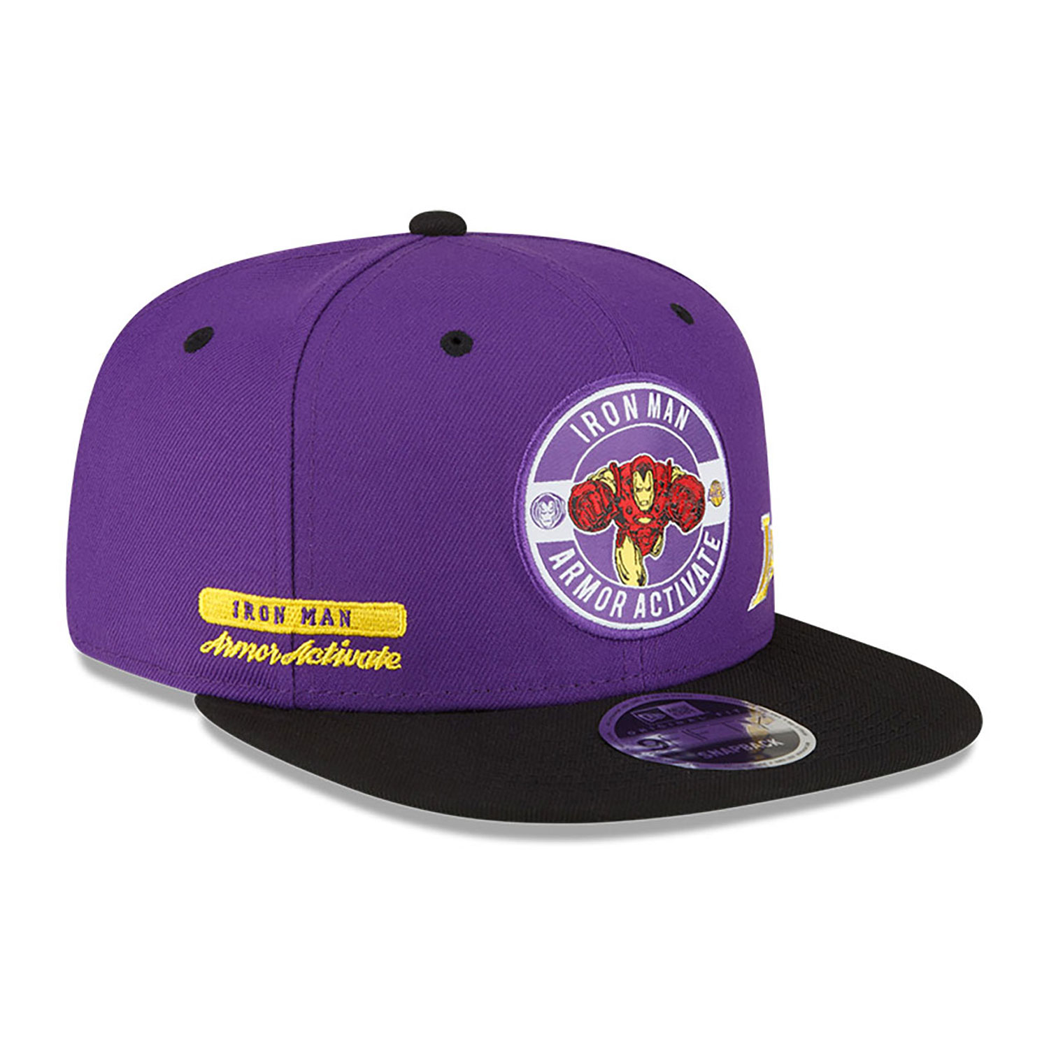 LA Lakers NBA x Marvel Iron Man Purple 9FIFTY Snapback Cap
