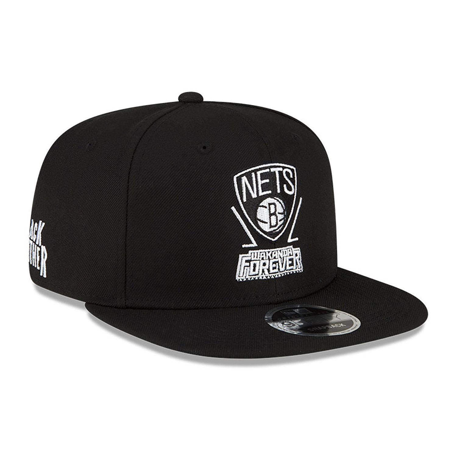 Brooklyn Nets NBA x Marvel Black Panther Black 9FIFTY Snapback Cap
