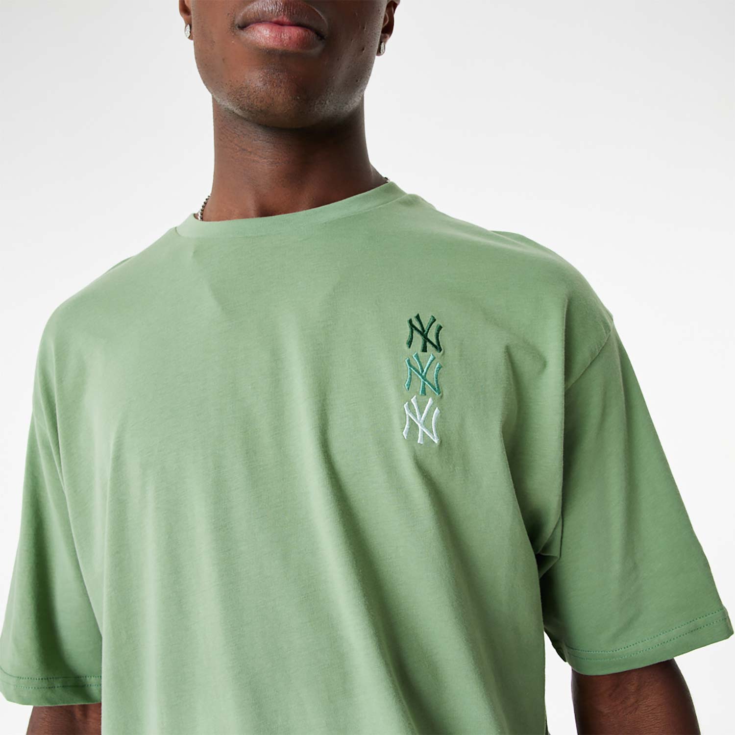 New York Yankees MLB Stacked Logo Green Oversized T-Shirt