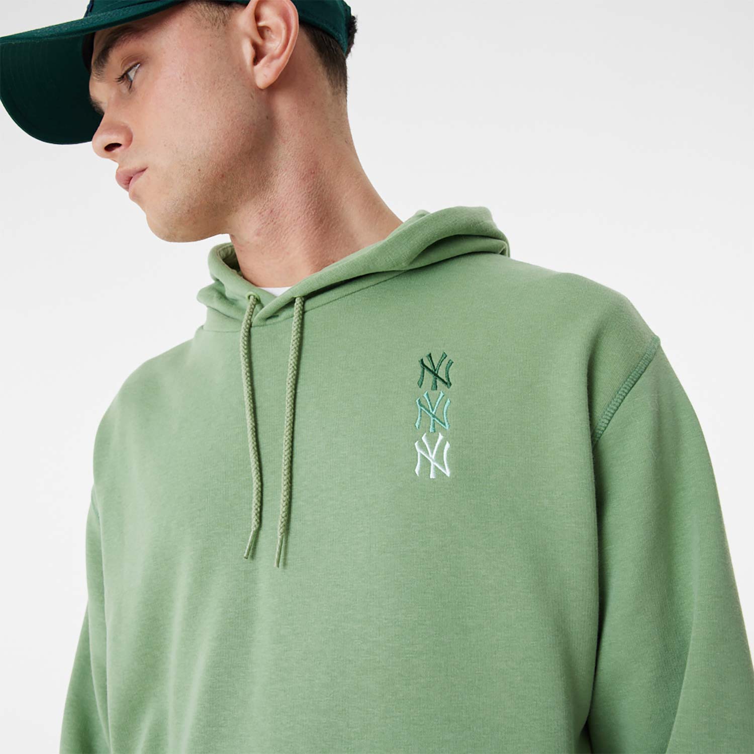 Felpa con cappuccio New York Yankees MLB Stacked Logo Verde