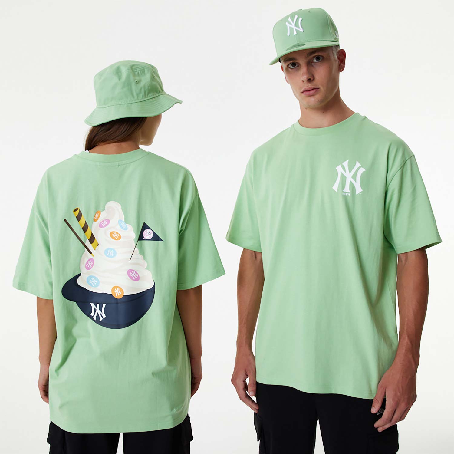 New York Yankees MLB Ice Cream Green Oversized T-Shirt