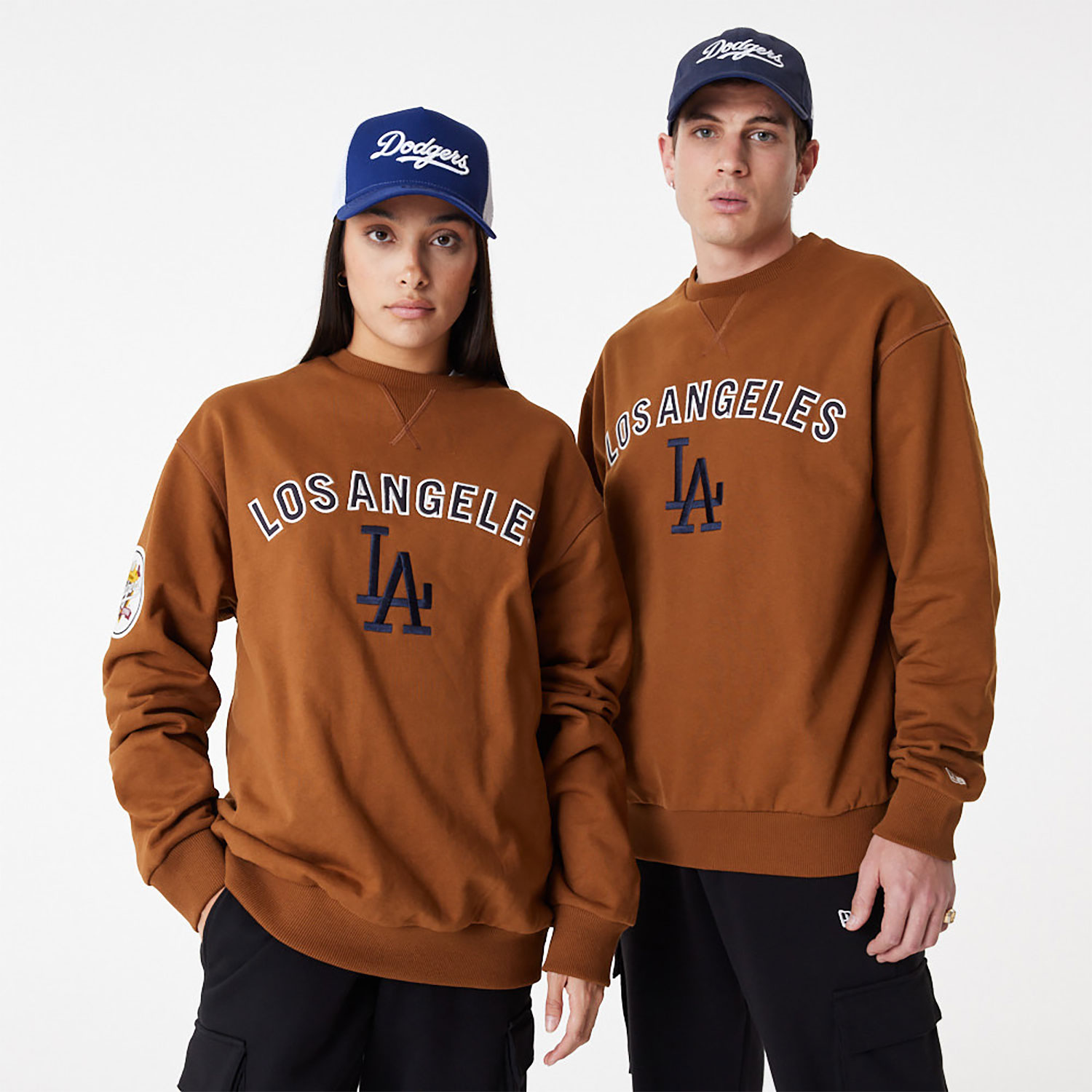 LA Dodgers MLB Large Logo Brown Crew Neck Sweatshirt