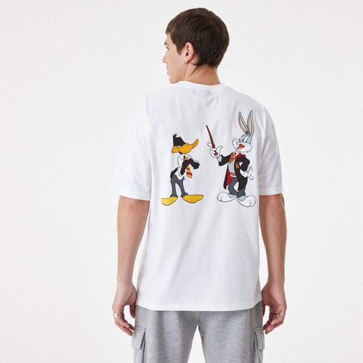 Weißes Looney Tunes x Harry Potter Daffy Duck and Bugs Bunny Oversized T-Shirt