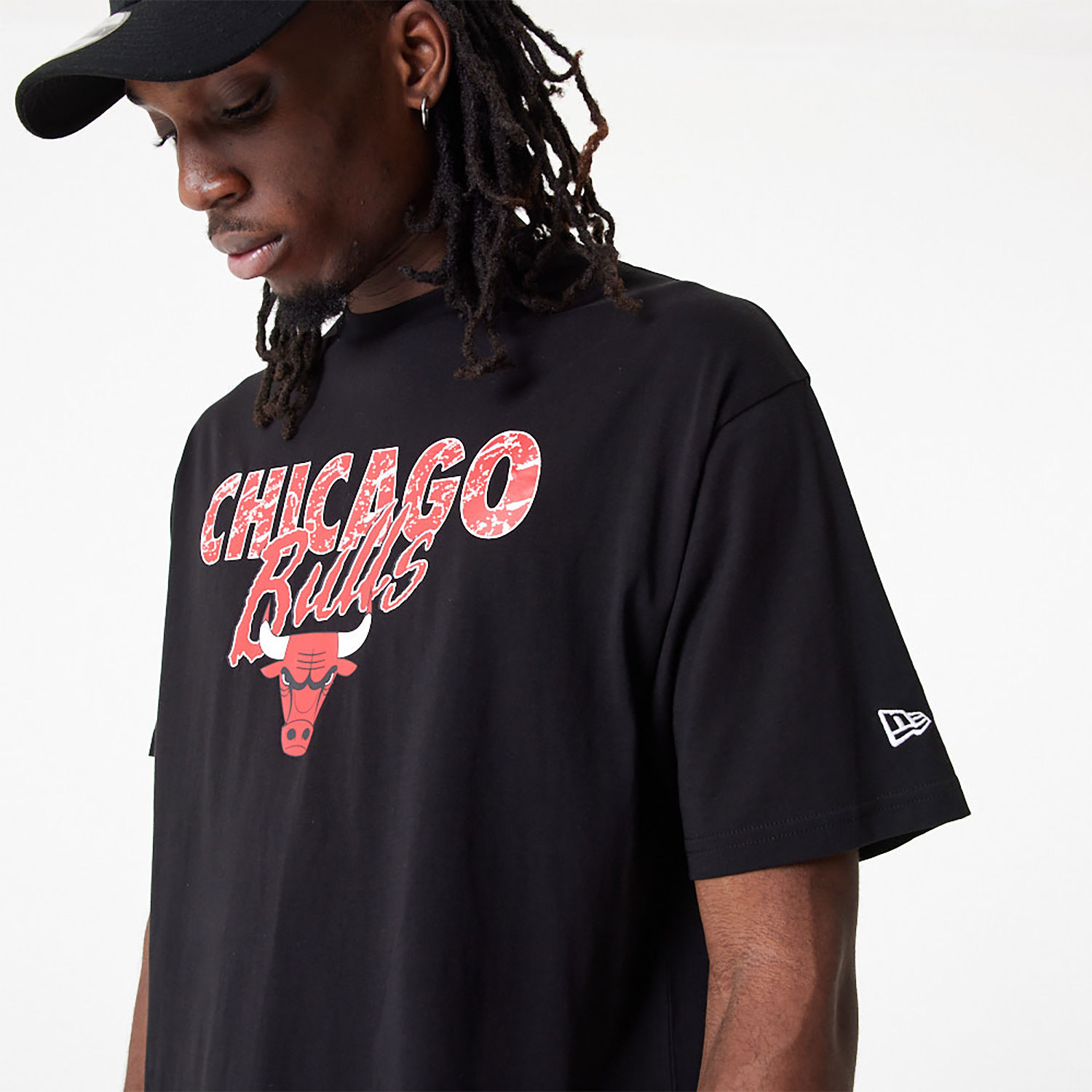 New Era Chicago Bulls NBA Script Oversized T-Shirt Black