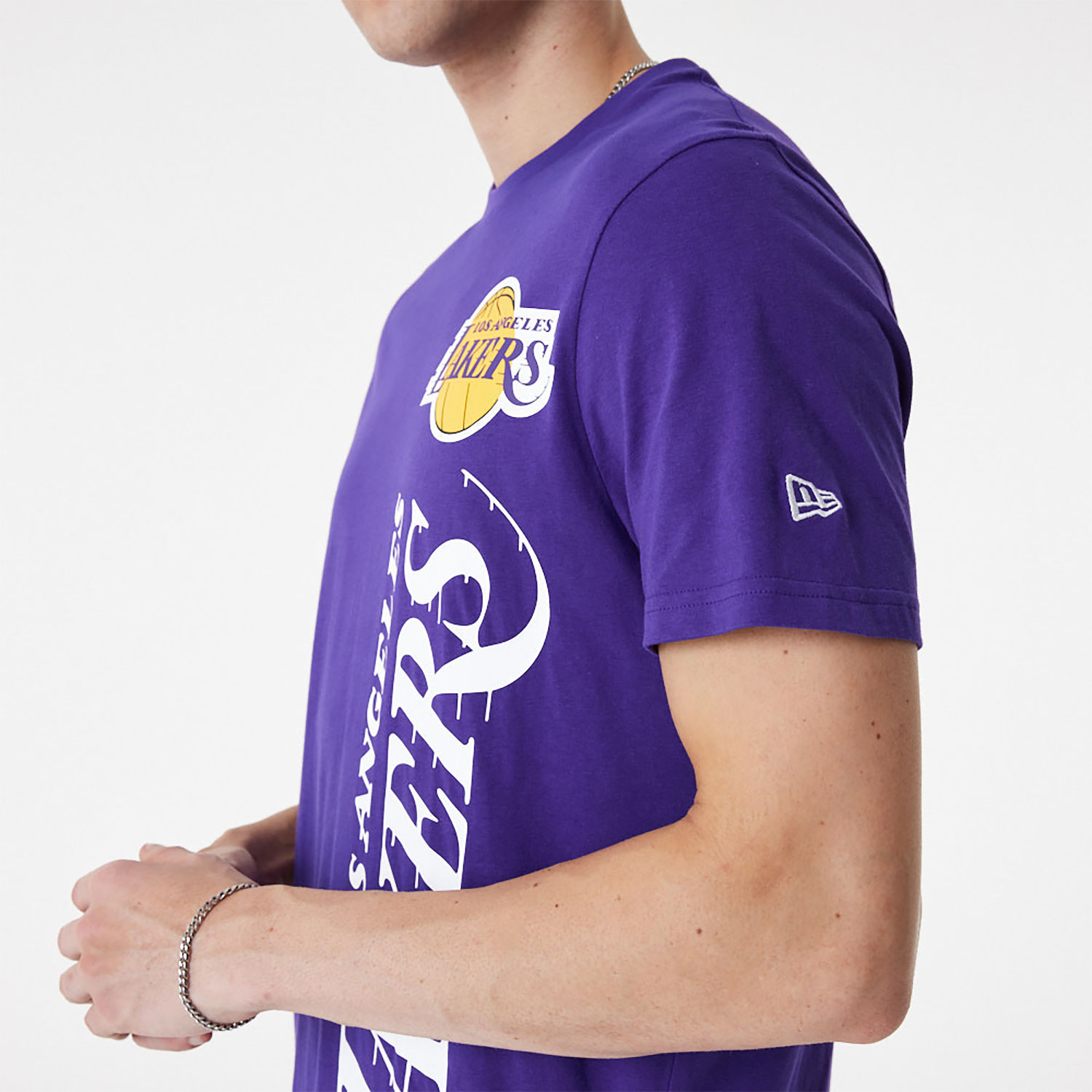 New era 60357086 NBA Cut And Sew Los Angeles Lakers Short Sleeve T-Shirt  Purple