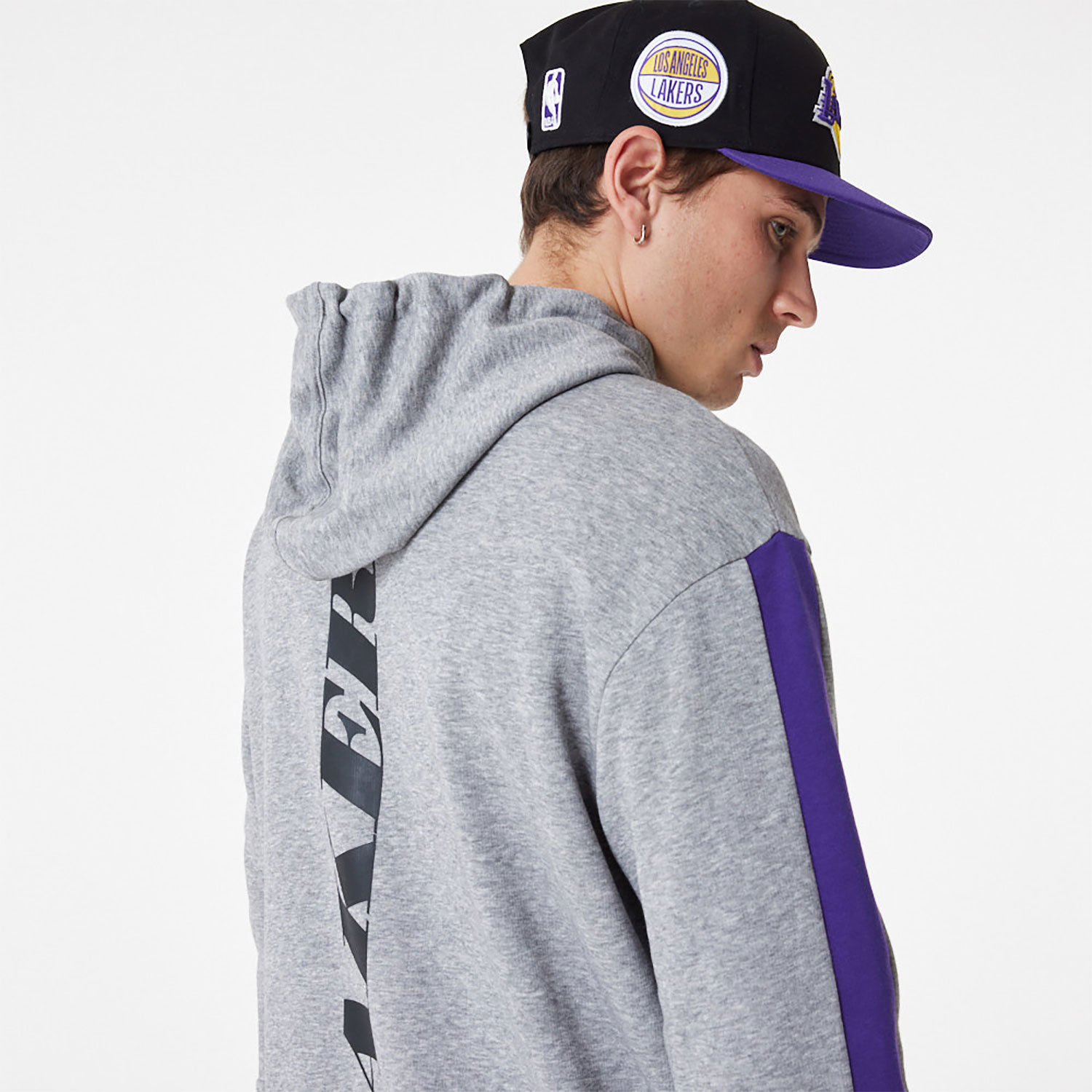 Men's Los Angeles Lakers New Era Gray Wordmark Pullover Hoodie
