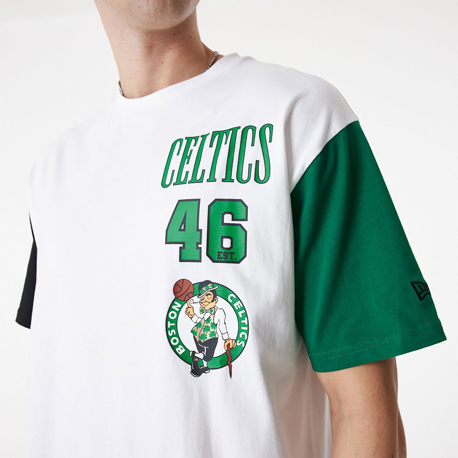 Boston Celtics NBA Cut Sew White Oversized T-Shirt