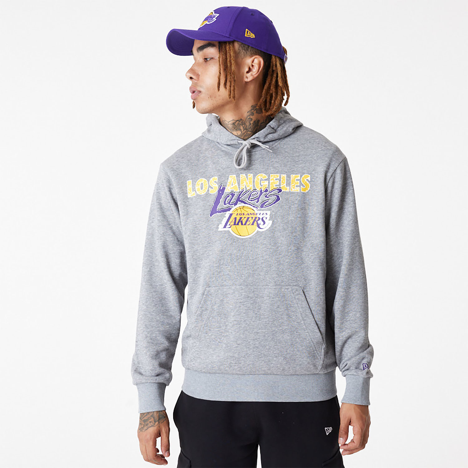 LA Lakers Team Script Grey Pullover Hoodie