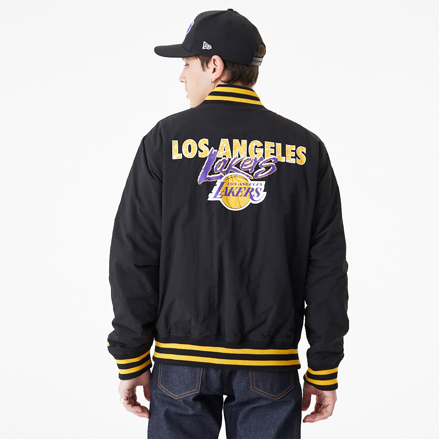 LA Lakers Team Script Black Bomber Jacket
