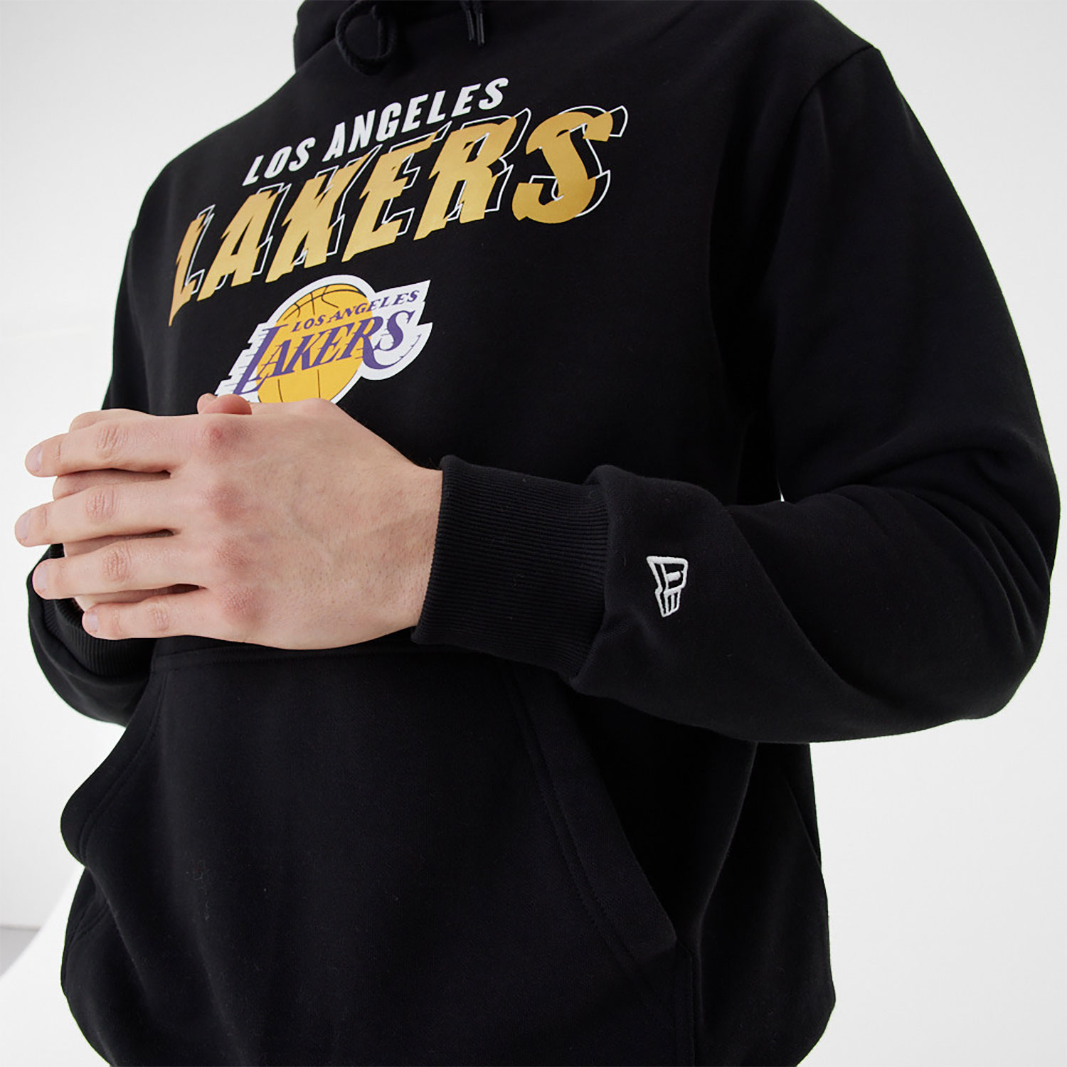 LA Lakers Team Script Black Oversized Hoodie