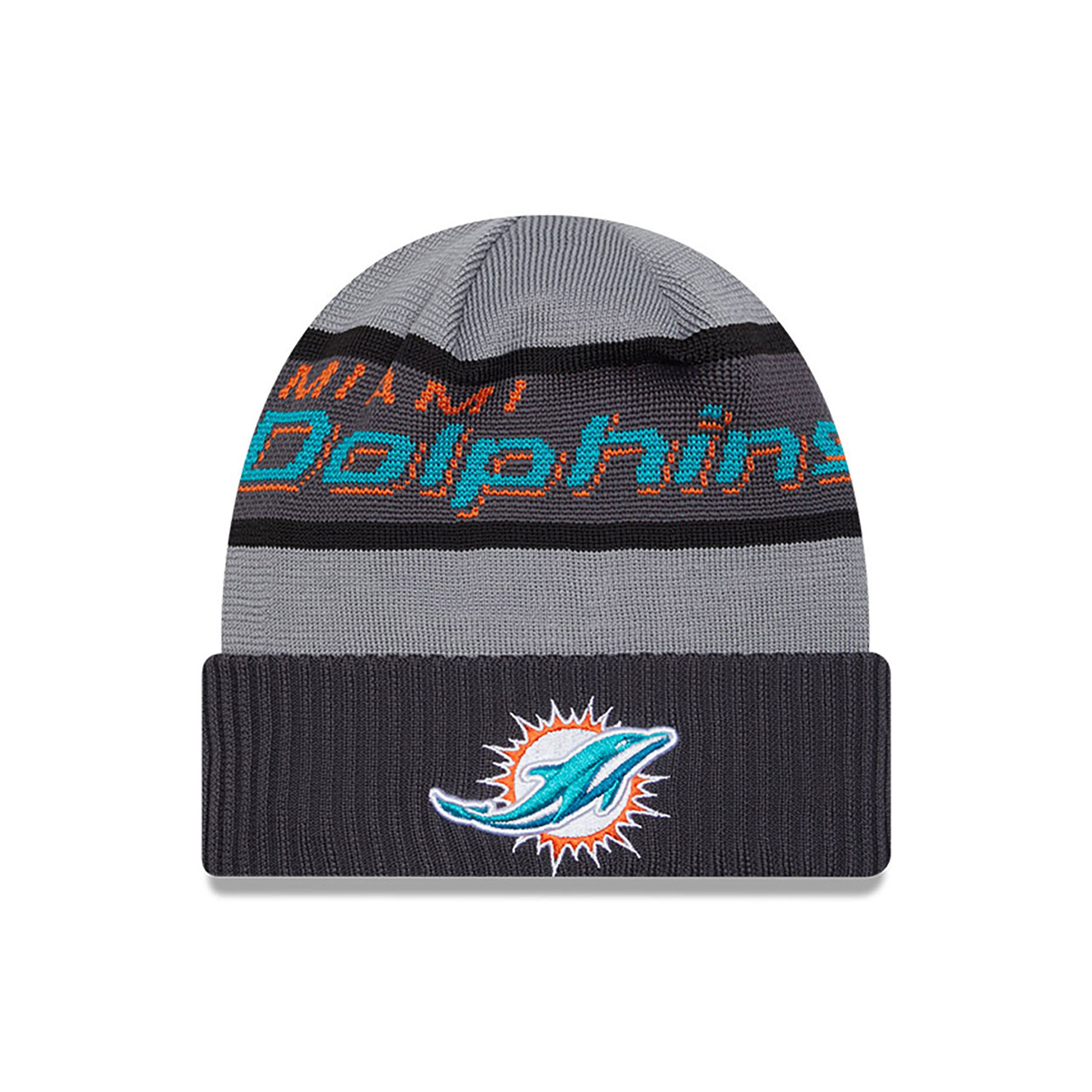 Miami Dolphins NFL Sideline 2023 Grey Cuff Knit Beanie Hat