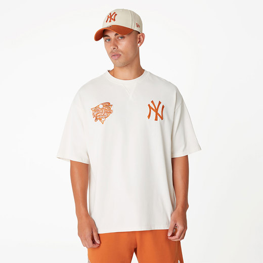 Weißes New York Yankees World Series Patch Oversized T-Shirt