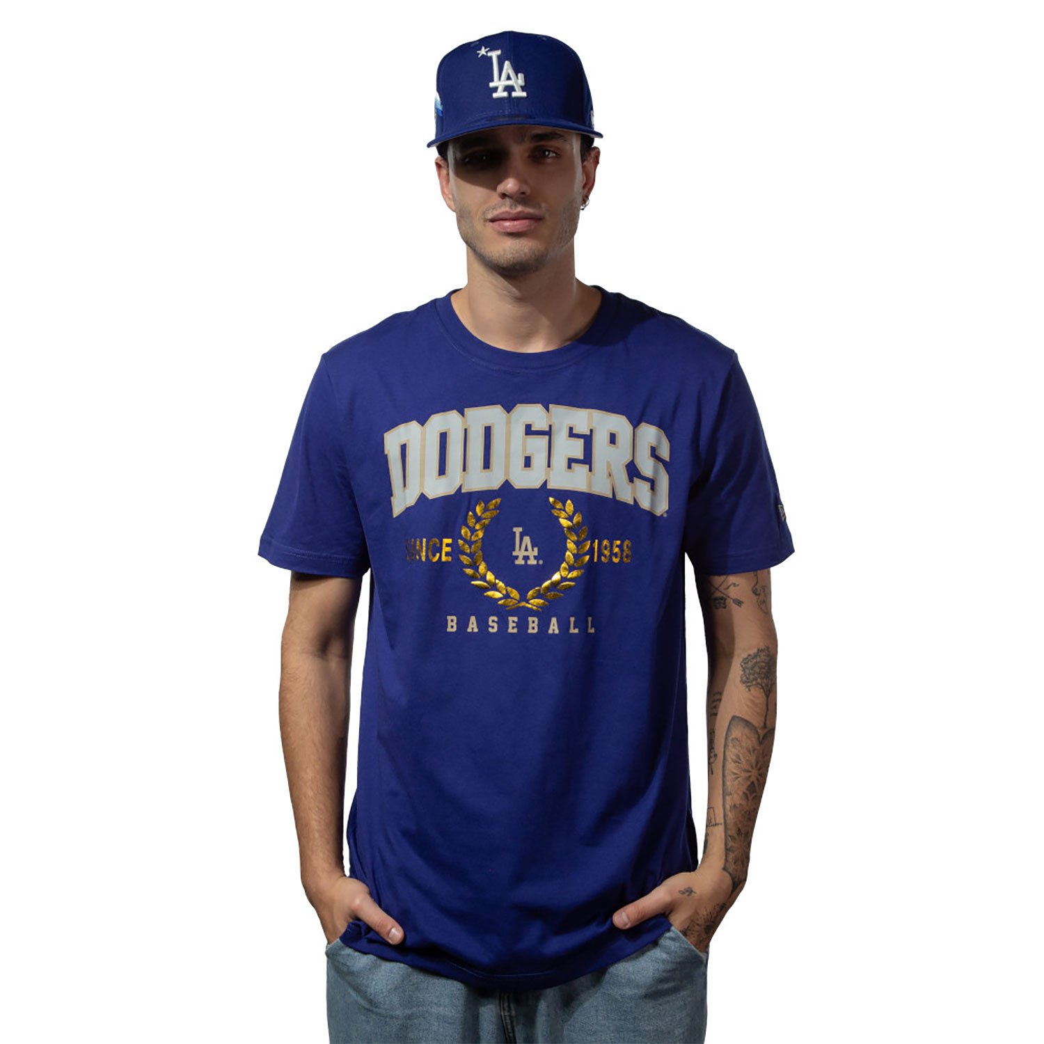 LA Dodgers Gold Leaf Dark Blue T-Shirt