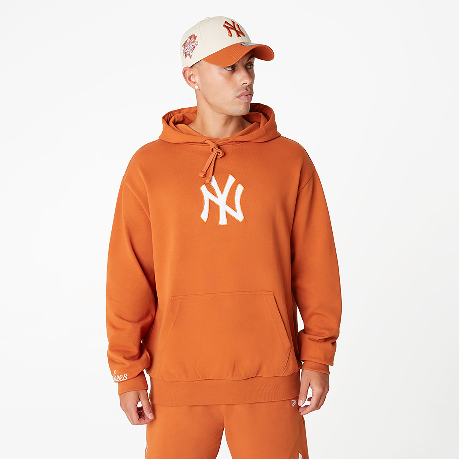 Orangener New York Yankees World Series Patch Oversized Hoodie