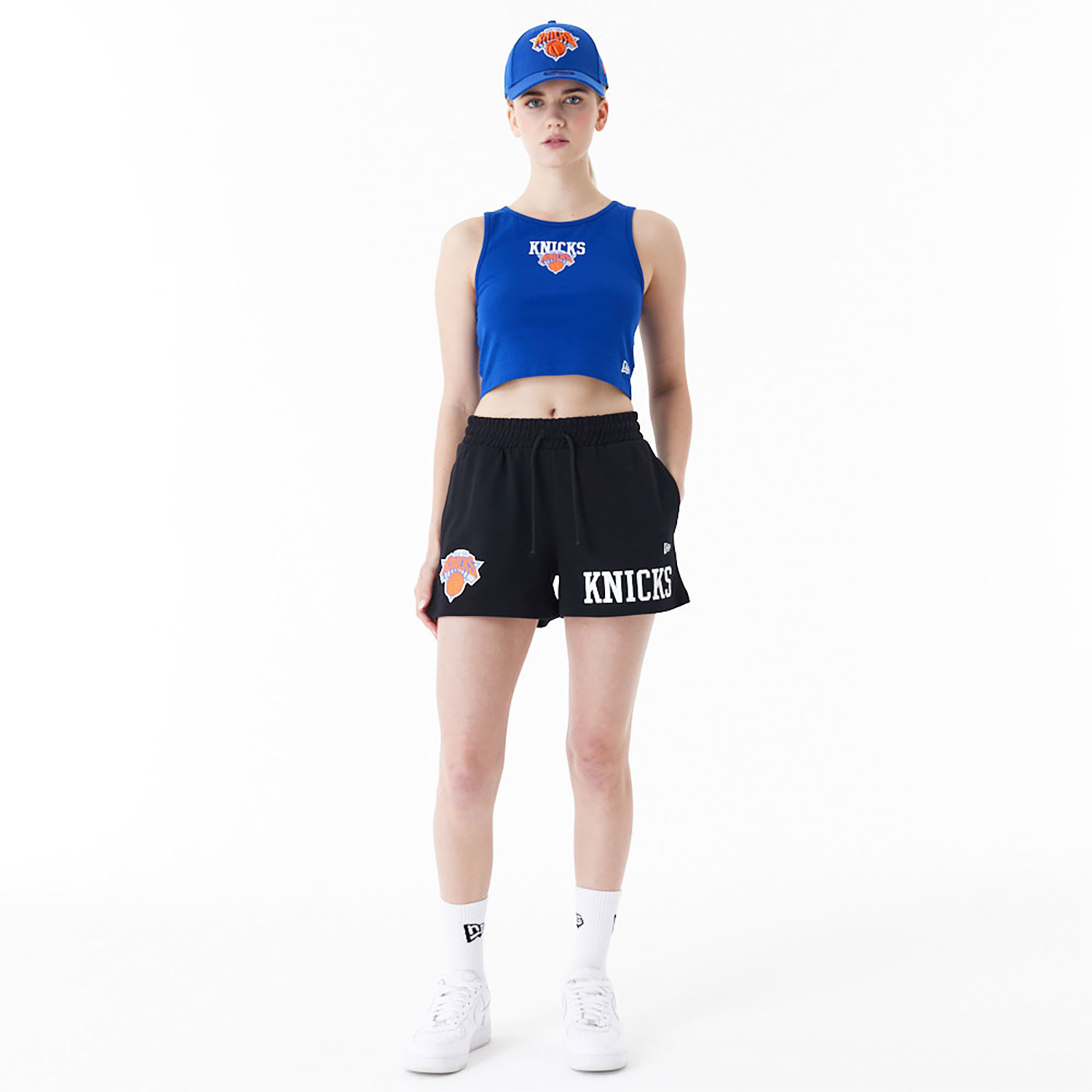New York Knicks Womens NBA Team Logo Blue Crop Tank Top