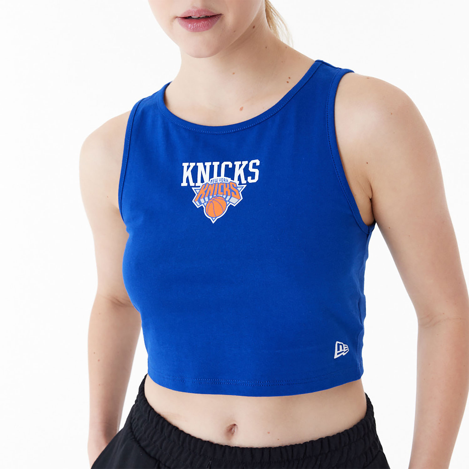 New York Knicks Womens NBA Team Logo Blue Crop Tank Top