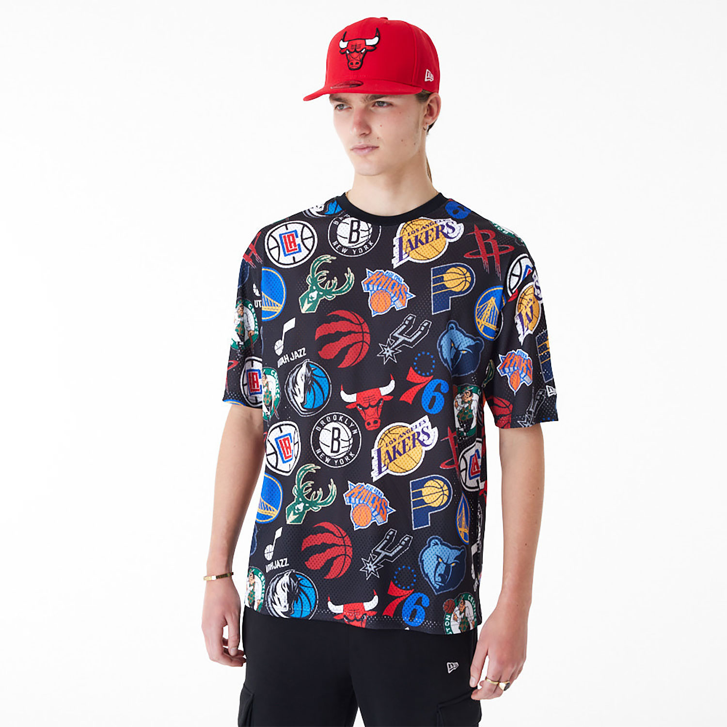 T-shirt en Mesh Oversize NBA All Over Print