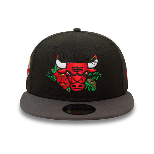 Schwarze Chicago Bulls NBA Floral 9FIFTY Snapback Cap