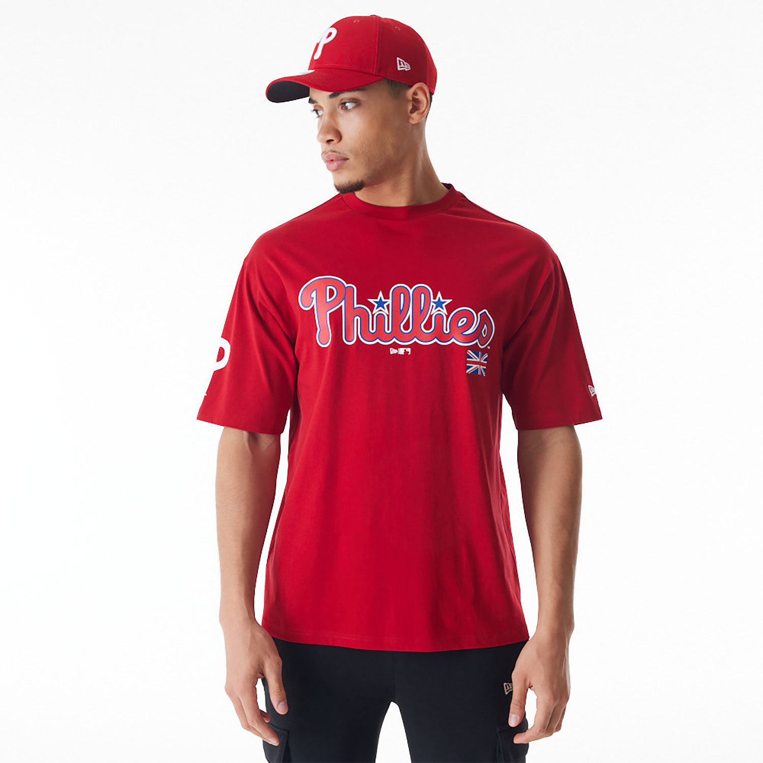 Philadelphia Phillies MLB London Series 2024 Flag Red Oversized T-Shirt